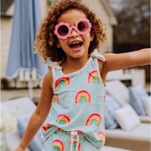 SweetHoney Adorable Girly Colorful Rainbow Terry Bows Tank Top Coverup